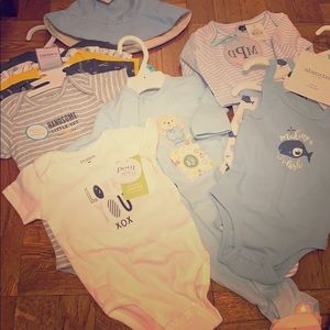 Baby Blue Clothes -6-9 mo- Onesies Hat & PJs